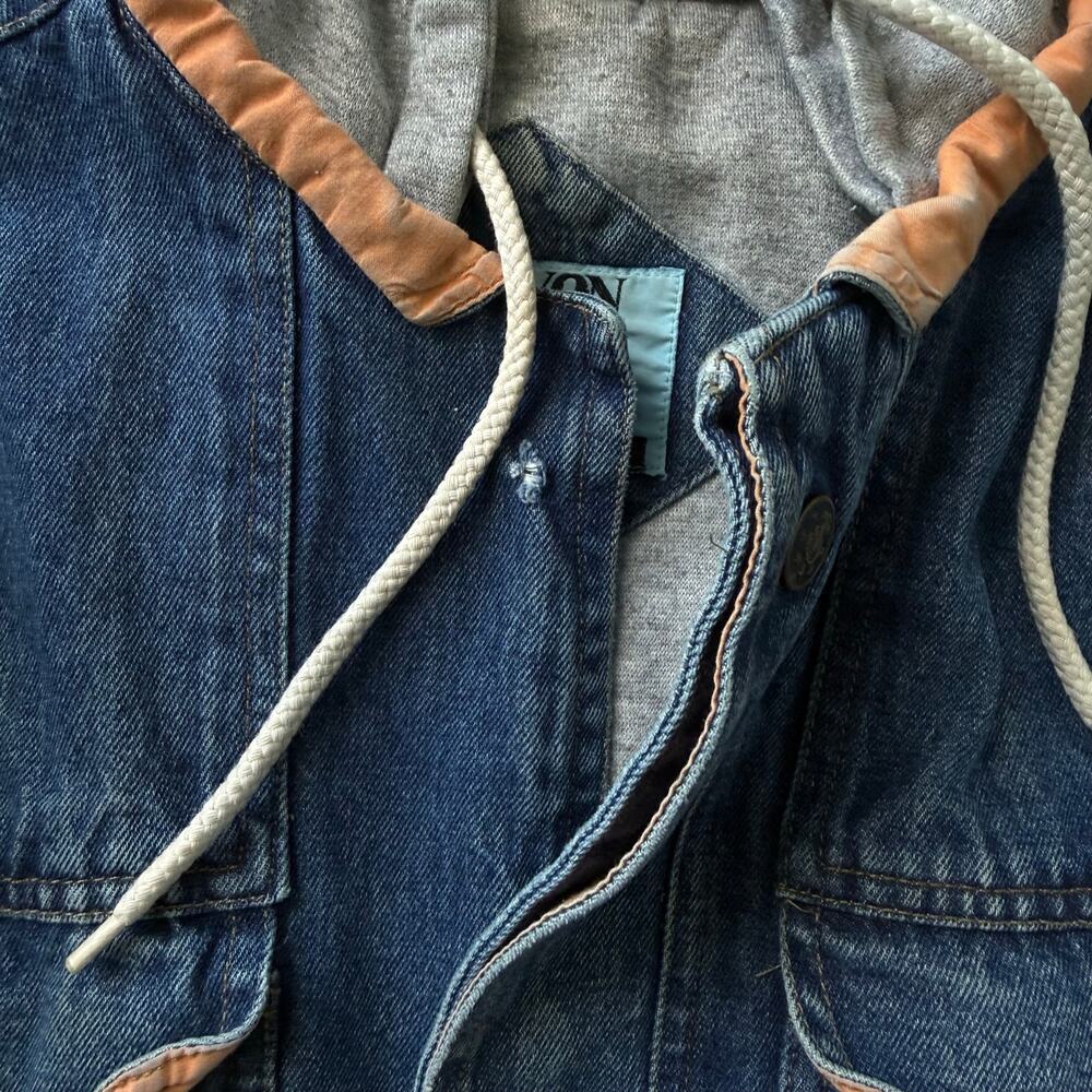 Vintage 90’s Canyon River Blues Hooded Sweatshirt Lined Denim Jacket Size Medium - Picture 8 of 14